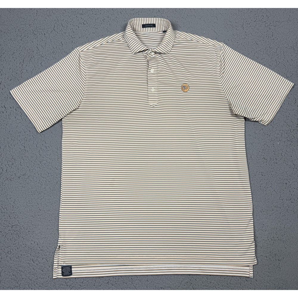 Turtleson Polo Shirt Mens Large White Stripe Golf Performance Stretch Casual